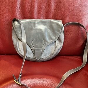 Vintage Ferragamo Gray Leather and Suede Shoulder Bag